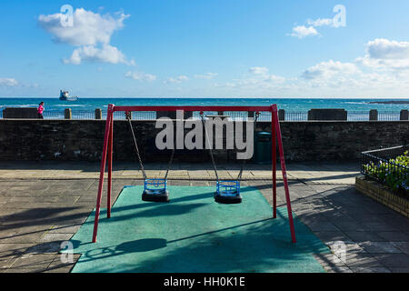 Jogger, Schaukeln, Meer, Schiff Stockfoto