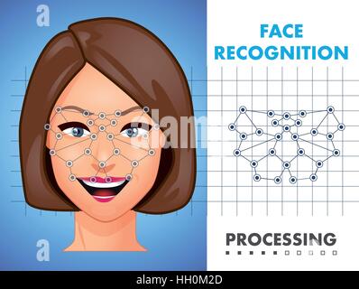 Gesichtserkennung - biometrische Sicherheitssystem Stock Vektor