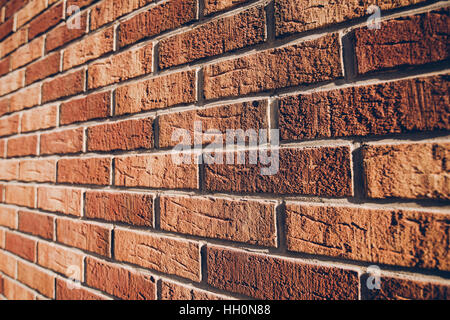 Schöne rustikale Mauerwerk in Perspektive, Wand Ziegel Detail mit geringen Schärfentiefe Stockfoto