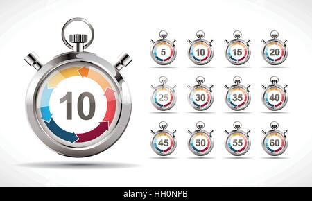 Stoppuhr - Countdown-Konzept - Minuten Stock Vektor