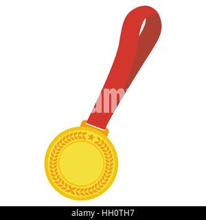 Goldmedaillen-Gewinner des Preises auf einem roten Band. Vektor-il Stock Vektor