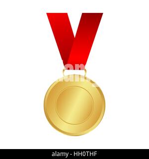 Goldmedaillen-Gewinner des Preises auf einem roten Band. Vektor-il Stock Vektor