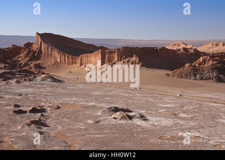 Das "Amphitheater" und Geologie des Valle De La Luna (Mondtal), Atacama-Wüste, Norte Grande, Chile Stockfoto