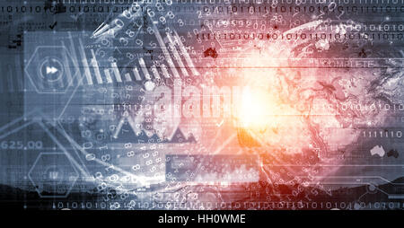 Hintergrundbild mit Dynamik von Diagrammen und Graphen Stockfoto