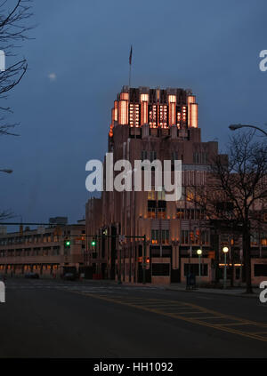 Syracuse, New York, USA. 14. Januar 2017. Die Niagara Mohawk Gebäude, erbaut im Jahr 1932 anerkannt National Beispiel von Art-Deco-Stil. Stockfoto