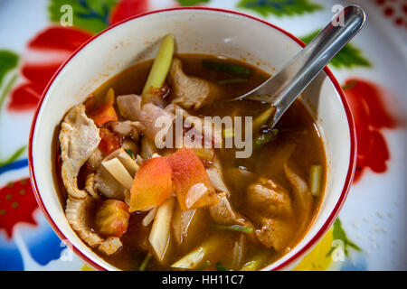 Tom Yam Suppe, Thai Farm Cooking School in der Nähe von Chiang Mai, Thailand Stockfoto