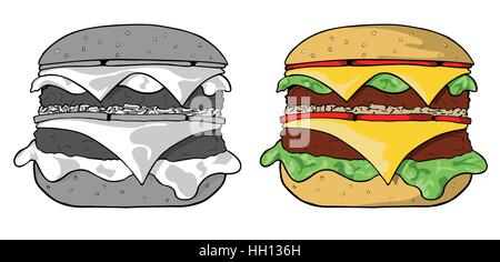 Abbildung von Hamburgern isoliert auf weiss Stock Vektor