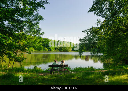 Greiz: See Binsenteich im Greizer Park, obere Burg, Vogtland, Thüringen, Thüringen, Deutschland Stockfoto