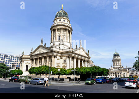 Die Fassade der neuen Kirche Kathedrale in Gendarmenmarkt, Berlin, Deutschland. Stockfoto