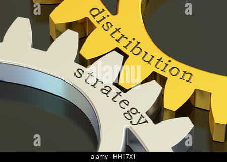 Strategiekonzept der Verteilung auf die Zahnräder, 3D rendering Stockfoto