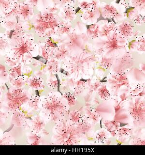 Nahtlose rosa Sakura Zierkirsche. EPS 10 Stock Vektor