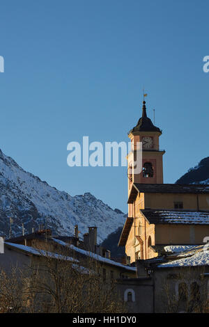 Dorfkirche, Entracque, Italienische Alpen, Cuneo, Piemont, Italien Stockfoto