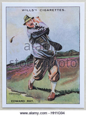 Edward Ray - berühmte Golfer, Zigarettenkarten im Jahre 1930 von W.D.& H.O wird ausgestellt Stockfoto