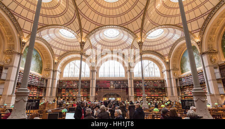 Paris Frankreich 14. Januar 2017: berühmte Labrouste Vortragsraum in der französischen nationalen Bibliothek Site Richelieu-Louvois rue Vivienne in Paris Stockfoto
