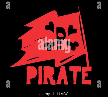 Piratenflagge und Logo-Design-Konzept. Stock Vektor