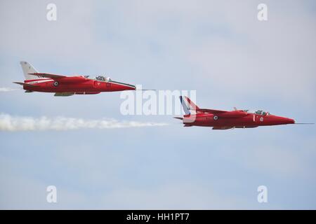 Zwei Folland Gnat Flugzeuge in Duxford Air Show Stockfoto