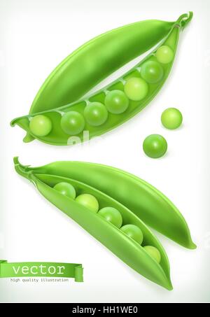 PEA Pod. Gemüse 3d Vektor Icon Stock Vektor