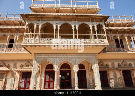 Chandra Mahal Museum, Stadtschloss am Rosa Stadt Jaipur, Rajasthan, Indien. Stockfoto