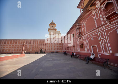 Chandra Mahal Museum, Stadtschloss am Rosa Stadt Jaipur, Rajasthan, Indien. Stockfoto