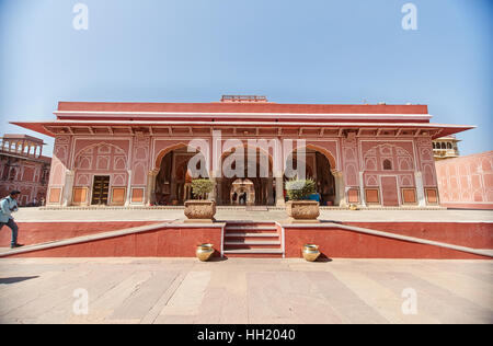 Chandra Mahal Museum, Stadtschloss am Rosa Stadt Jaipur, Rajasthan, Indien. Stockfoto