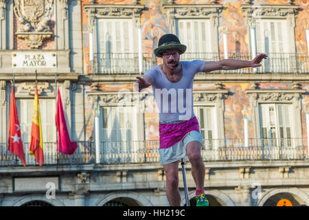 Straße Entertainer auf der Plaza Mayor in Madrid, Spanien. Stockfoto