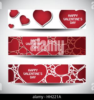 Vektor-Set von drei Valentinstag Header designs Stock Vektor