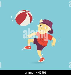 Jungen spielen Ball Vektor-Illustration Stock Vektor