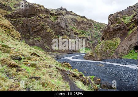 Thórsmörk ist ein Bergrücken in Island, die nach dem nordischen Gott Thor (Þór) benannt wurde. Stockfoto