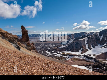 Landmannalaugar. Es ist bekannt für seine natürlichen geothermischen heißen Quellen und die umliegende Landschaft. Stockfoto