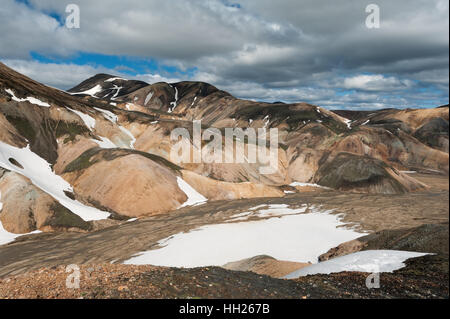 Landmannalaugar. Es ist bekannt für seine natürlichen geothermischen heißen Quellen und die umliegende Landschaft. Stockfoto