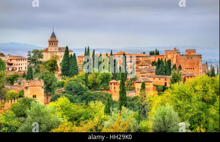 Panorama von der Alhambra, ein Schloss und Festungsanlage in Granada, Spanien Stockfoto