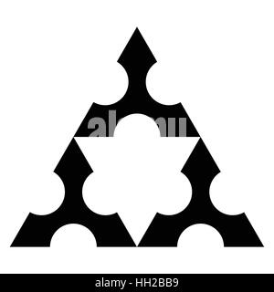 Sierpinski-Dreieck mit Shuriken Form, ohne Zentrum, Fraktale, Vektor - erste iteration Stock Vektor