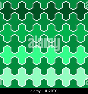 Symmetrischen Welle Fliese Muster mit Sechskant-Winkel - nahtlose bearbeitbaren wiederholenden Vektor Hintergrundbild (grün) Stock Vektor