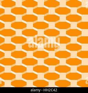Isometrische Achteck Fliesenmuster - nahtlose wiederholbaren editierbaren geometrische 3D-Vektor abstrakt Hintergrundbild (Orange) Stock Vektor