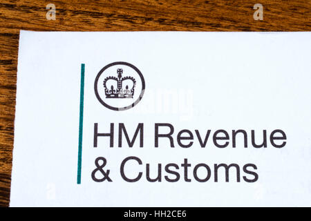 LONDON, UK - 13. Januar 2017: Das Logo der Her Majestys Revenue und Zoll auf ein Stück Papier, auf 13. Januar 2017. Stockfoto