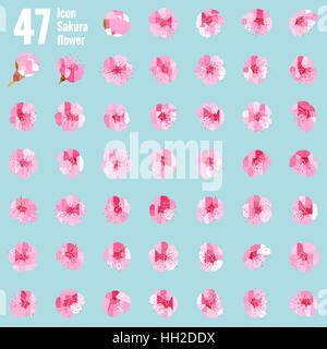 Sakura-Kirsche Icon-Set 47 Blume. EPS 10 Stock Vektor