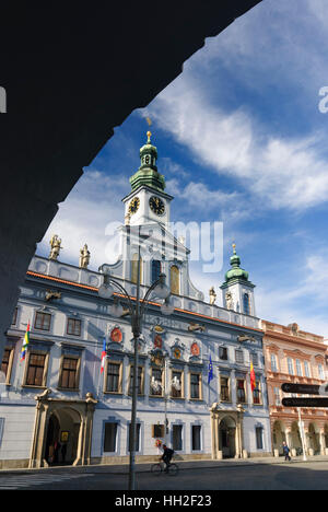 Ceske Budejovice (Budweis): Rathaus auf dem Hauptplatz, Jihocesky, Südböhmen, Südböhmen, Tschechisch Stockfoto