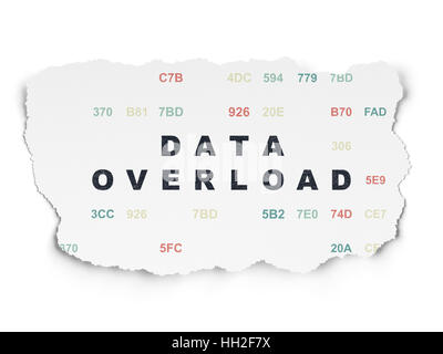 Informationskonzept: Daten Überlastung hin und her gerissen Papierhintergrund Stockfoto
