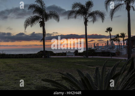 Sonnenuntergang in Coronado, San Diego.Taken während Ihres Urlaubs in Kalifornien im Januar auf diese schöne Palme Baum Sonnenuntergang. Stockfoto