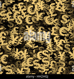 viele Goldwährung Symbol Hintergrund. 3D-Rendering Stockfoto