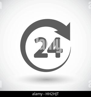 rund um die Uhr. Einzelne flache Symbol auf weißem Hintergrund. Vektor-Illustration. Stock Vektor