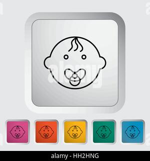 Baby Junge dünne Linie flach Vektor im Zusammenhang mit Icon-Set für Web und mobile Anwendungen. Es kann als - Logo, Symbol, Piktogramm, Infografik-Element verwendet werden. Vecto Stock Vektor