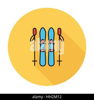 Ski-Symbol. Flache Vektor im Zusammenhang mit Symbol mit langen Schatten für Web und mobile Anwendungen. Es kann als - Logo, Symbol, Piktogramm, Infografik-Element verwendet werden. V Stock Vektor
