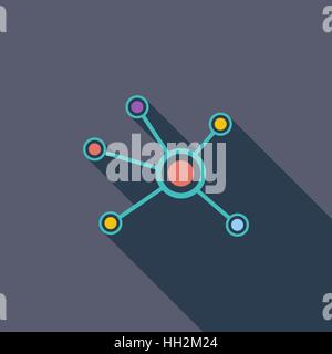 Soziales Netzwerk-Symbol. Flache Vektor zugehörige Symbol mit langen Schatten für Web und mobile Anwendungen. Es ist einsetzbar als - Logo, Symbol, Piktogramm, Infografik Stock Vektor