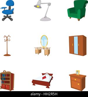 Wohnmöbel Icons Set, Cartoon-Stil Stock Vektor