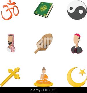 Spiritualität-Icons set, cartoon-Stil Stock Vektor