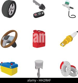 Autoreparaturen Icons Set, Cartoon-Stil Stock Vektor