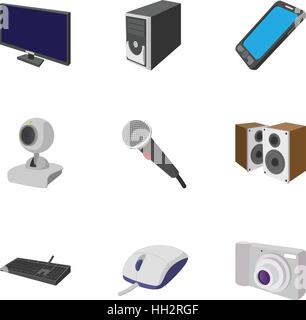 Elektronische Geräte Symbole gesetzt, Cartoon-Stil Stock Vektor