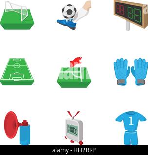Fußball-Ikonen-Set, Cartoon-Stil Stock Vektor