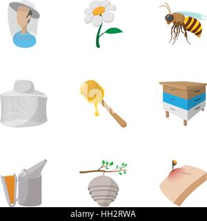 Imkerei Icons Set, Cartoon-Stil Stock Vektor